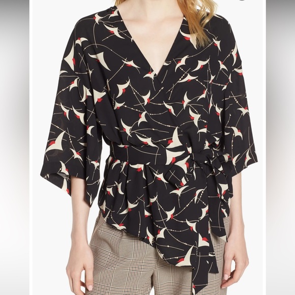Trouvé sheer patterned wrap blouse. Size XXS. Great condition. - Picture 1 of 14